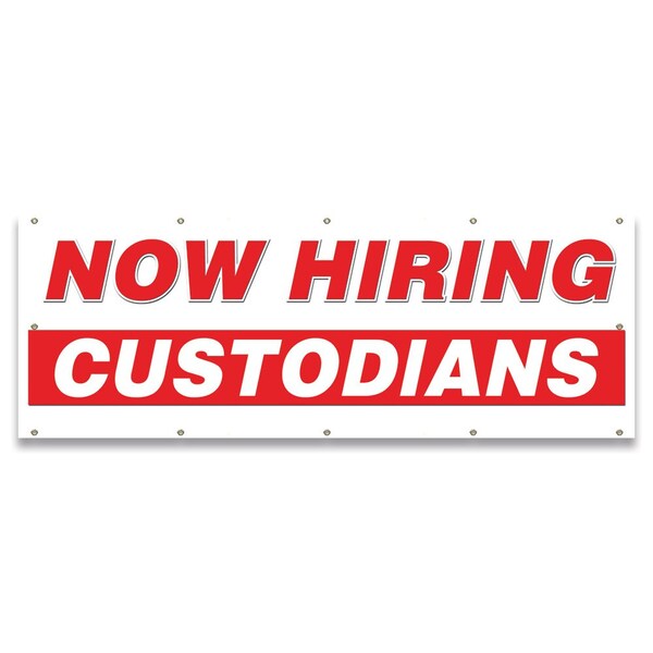 Now Hiring Custodians Banner Apply Inside Accepting Application Single Sided